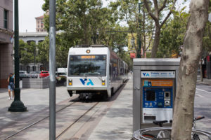 vta train and vta ticket machine