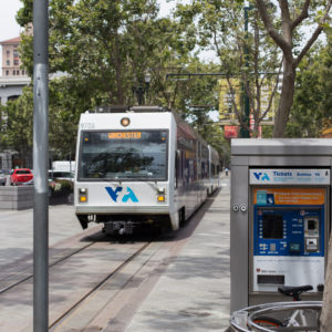 vta train and vta ticket machine