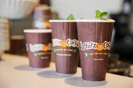 3 cups of philz coffee with mint garnish on top