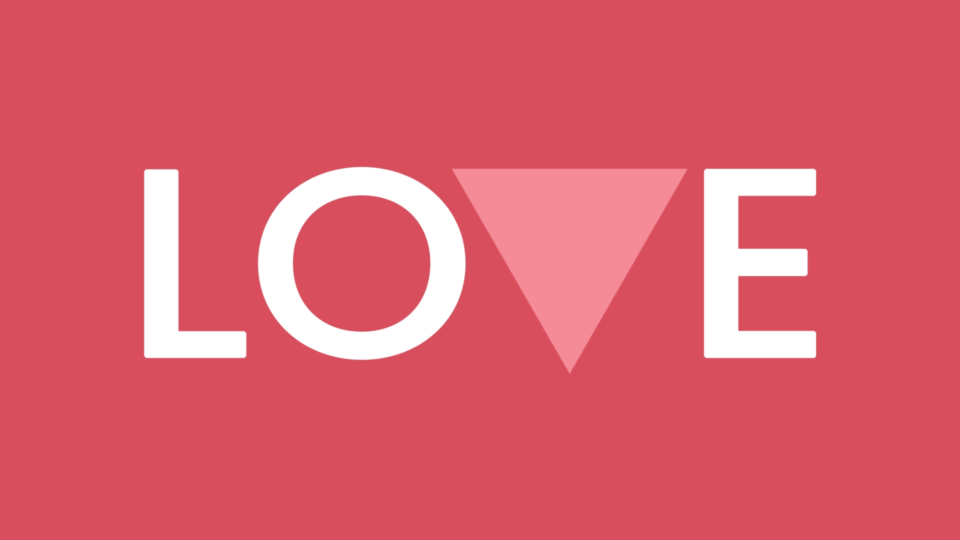 SVGMC 42nd Season LOVE (Hammer, Title Artwork) Pink background with the word "LOVE" in the center and an upside down light triangle replacing the letter v