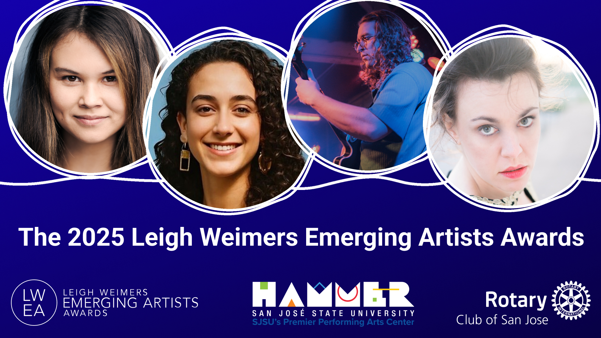Copy of lwea_2025_hammer2_1920x1080 3 headshots of women facing the audience and 1 bust shot of a man playing a guitar