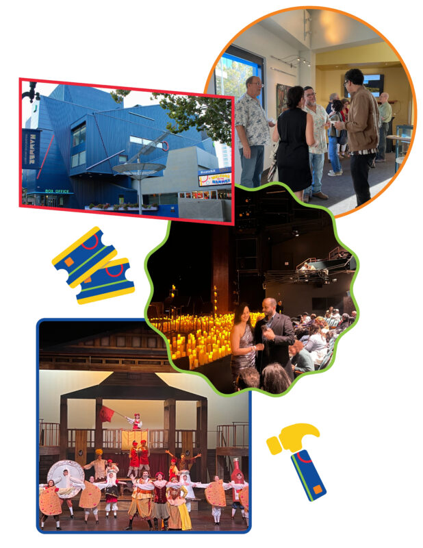 A collection of photos of both the theatre exterior and of the audience or performers or various events hosted at the Hammer.