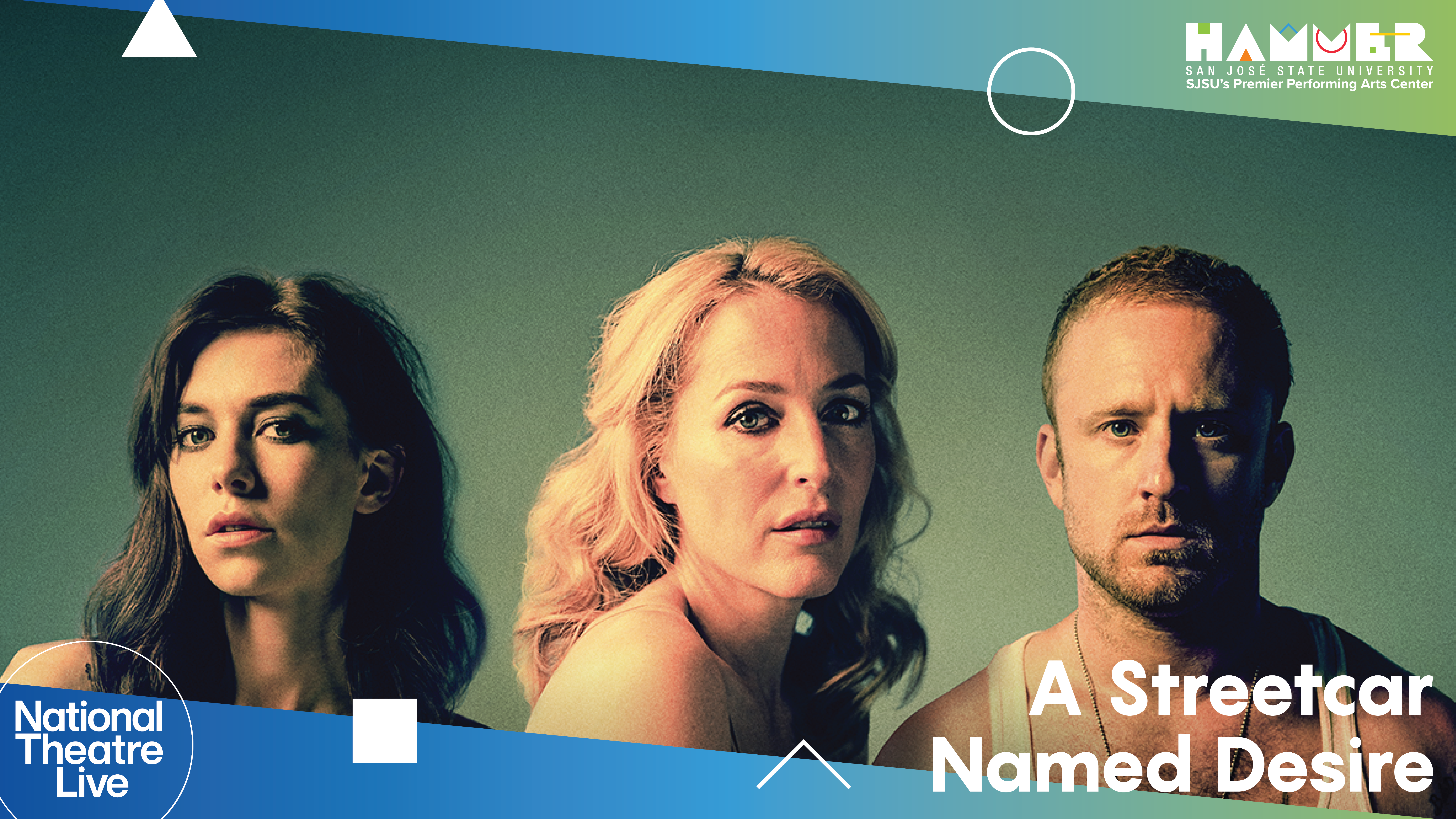 2 women on the left and a man on the right looking at the camera with lighting coming from the left