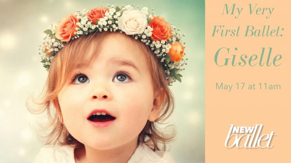 a toddler with soft curls and large eyes, wearing a crown of orange and white flowers looks up in wonder and joy